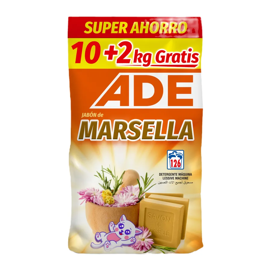 Detergente en polvo ADE Marsella · saco 10+2 kg
