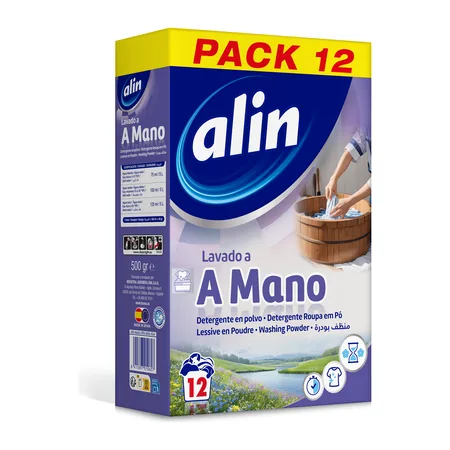 Detergente en polvo alin Lavado a Mano · maleta 500 g