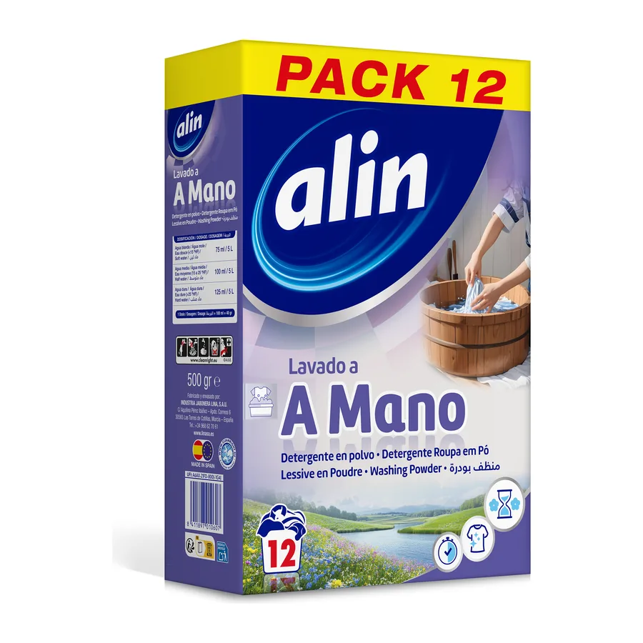 Detergente en polvo alin Lavado a Mano · maleta 500 g