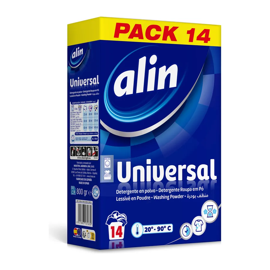 Detergente en polvo alin Universal · maleta 800 g